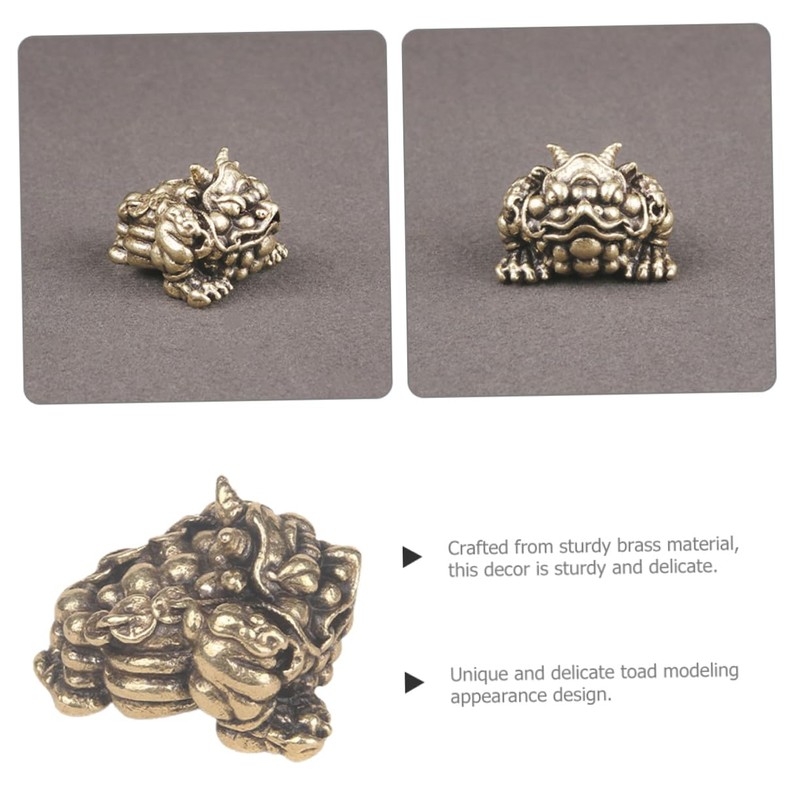 GRIRIW Brass Legged Toad Sculpture Traditional Wealth Desktop Ornament for