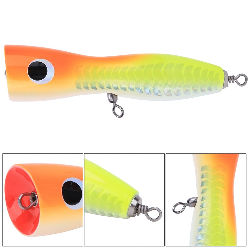Wooden Large Artificial Popper Fish Lure Topwater Simulation Bait Sea