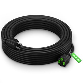 Maximm Extension Cord 15 Ft Black Power Cords Indoor/Outdoor 16 Gauge Wire Heavy Duty ETL Listed (15Ft)