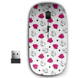 KAWAMOUSE 2.4G Ergonomic Portable USB Wireless Mouse for PC, Laptop, Computer, Notebook with Nano Receiver (Cute Little Angel Pigs Love)
