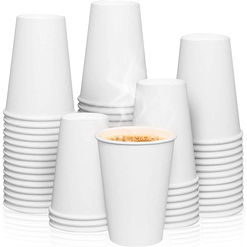 100 x 7oz Single Wall White Paper Cups for Hot
