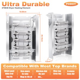 【2025 UPGRADED】279838 w10724237 Dryer Heating Element Kit, Compatible With Ken-More 70 80 Series Whirl-Pool May-Tag 110 Amana Dryer Thermostat Thermal Fuse, Replaces 2406026 3403585 3398064 Ned4655ew1