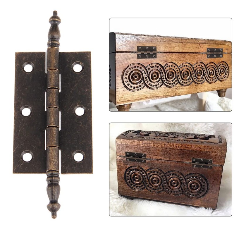 Dophee 2Pcs 127x44mm Antique Bronze 6 Holes Hinges for Vintage