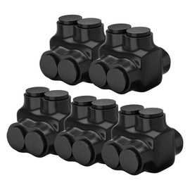RVBOATPAT Aluminum to Copper Wire Connectors 250MCM-6 AWG 2 Port Aluminum Copper Splice 5/16" Slotted Allen Hex Dual Entry Electrical Power Connector