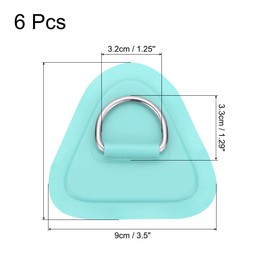 PATIKIL 3.5" Paddle Board D Rings, 6 Pcs Stainless Steel D-Ring PVC Patch Pad No Glue Include for Raft Kayak Inflatable Boat Surfboard, Light Green
