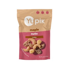 Yupik Mixed Maple Nuts, 5.5 Oz, Gluten-Free Snack, Kosher, Non-GMO, Maple Glazed Nuts, With Pure Maple Syrup, Dry Roasted Almonds, Cashews, Pecans, Hazelnuts, Cozy Cinnamon Flavored Snack