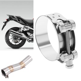 eMagTech Motorcycle Exhaust Pipe Clip Stainless Steel Motorbike Exhaust Clamp 52-55mm Accessories for Car Motorcycle Exhaust Pipe Clamps Silver