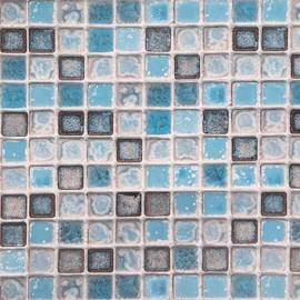 Abyssaly Mosaic Paper Self-Adhesive Thick Removable Wallpaper Peel and Stick Wallpaper Matte Wallpaper for Bathroom Kitchen Counter Blue Shelf Paper 15.7 inch x 78.7 inch
