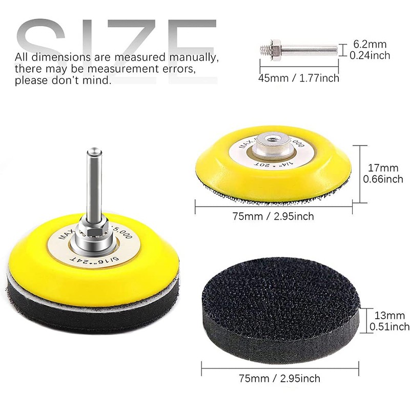 Bestgle 2pcs 3 Inch 75mm Hook and Loop Sanding Backing