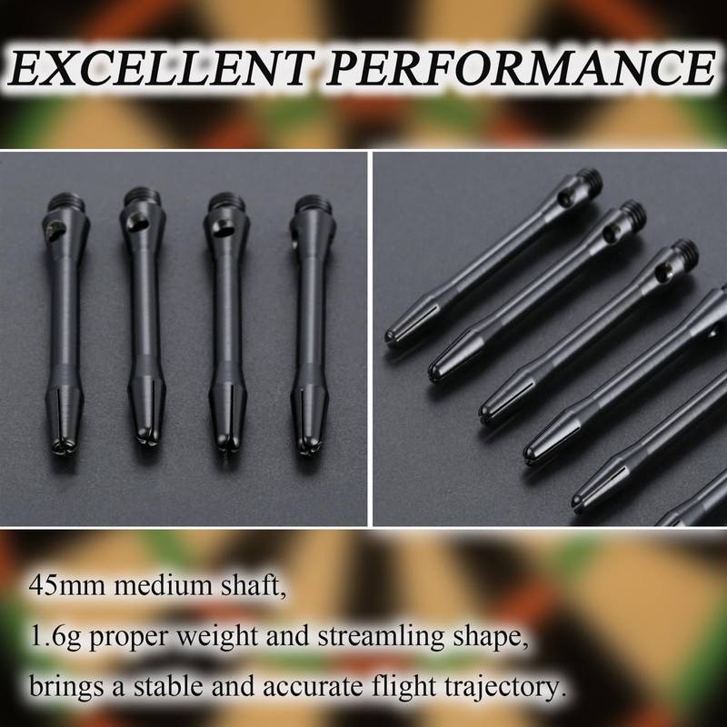 Yetaha Aluminum Dart Shafts, 2 Sets(6) Black Dart Stems, Medium