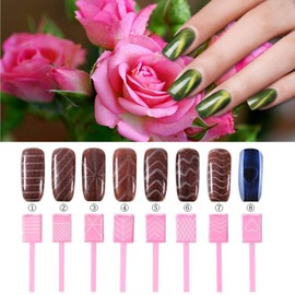 Magnet Nail Art Polish Tool Set, Cat Eye Gel Polish 3D Gel Cat Eye Plastic Tool-Suitable for DIY 3d Magnetic, Salon, Studio or Home 8 Piece