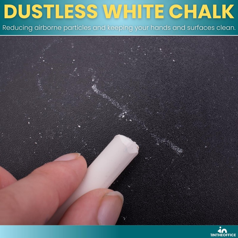 1InTheOffice Blackboard Chalk, White Chalk Dustless, White Chalkboard Chalk, 48
