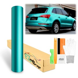 Free Tool Kit EZAUTOWRAP Satin Chrome Teal Car Vinyl Wrap Sticker Decal Sheet with Air Release - 48"X60" (4FT X 5FT)