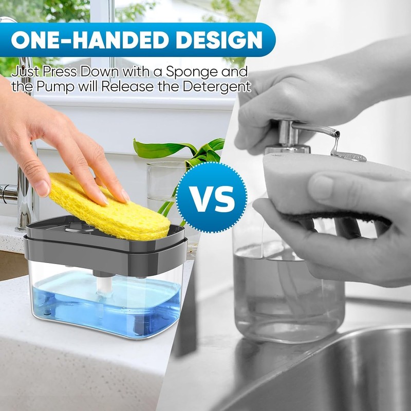 EZONEDEAL Kitchen Dish Soap Dispenser and Sponge Holder for Sink
