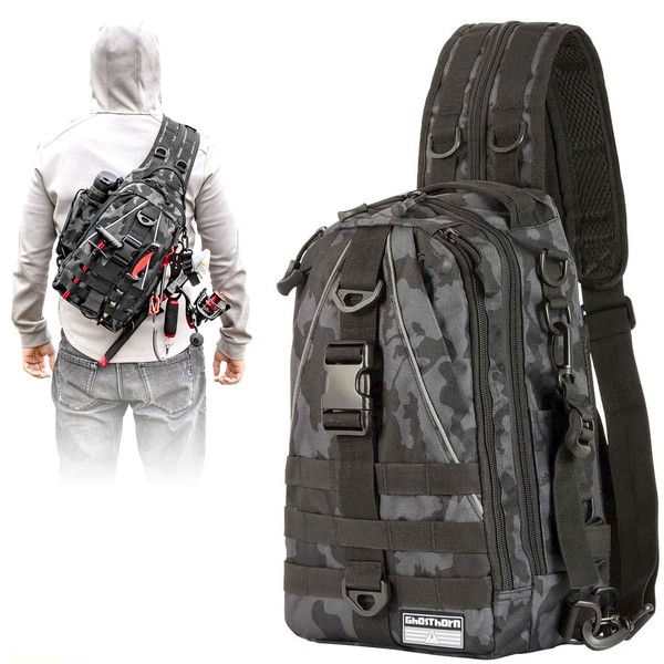 Ghosthorn Fishing Tackle Backpack Storage Bag - Outdoor Shoulder Backpack - Fishing Gear Bag Standard Incognito Camouflage