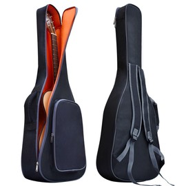 moosiker 36 38 Inch Acoustic Travel Guitar Case Soft Thick Padding Waterproof Guitar Cases Gig Bag Adjustable Shoulder Strap Guitar Accessories Black (38Inch-7MM Thick Black, Acoustic guitar)