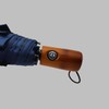 Pumi-geous Wooden Handle Umbrella Automatic Windproof Lightweight Collapsible Backpack Travel