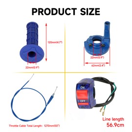 HIAORS 7/8" Throttle Cable Handle Grips Assembly Kit Compatible with Coleman Mini Bike CT200U BT200X CC100X Predator 212cc Baja Warrior MB200 MB165 Motovox CRF50 SSR Apollo Pit Dirt Bike Parts (Blue)