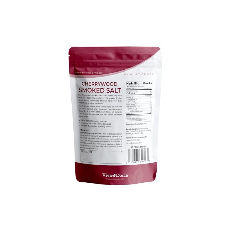 Viva Doria Cherrywood Smoked Sea Salt, Fine Grain, 2 lb