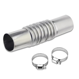 lekudo 1 PC Car Exhaust Pipe Connector Kit, 5.11" x 1.06" x 1" Stainless Steel Corrugated High Temperature Resistant Straight Waterproof Heater Pipe Connector, Repair Accessories (Silver)