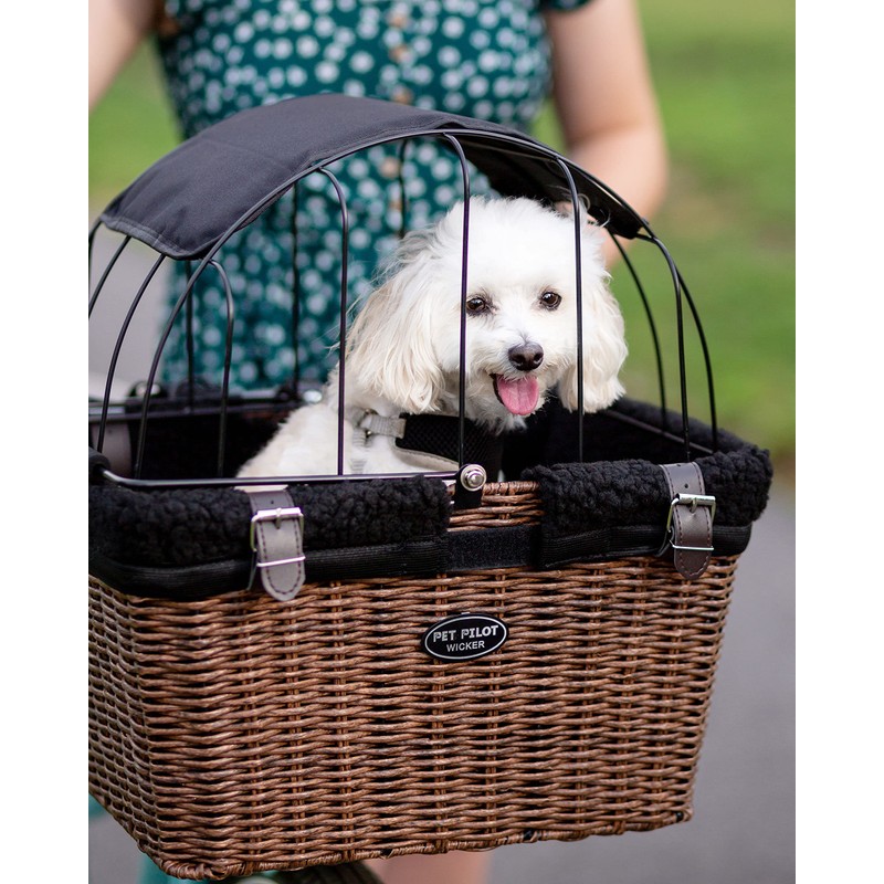 Travelin K9 Pet-Pilot MAX Wicker Bike Basket for Dogs/Cats -