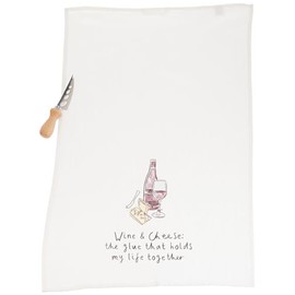 Mud Pie Glue Wine and Cheese Towel; towel 24" x 15" | fork 4 1/4"
