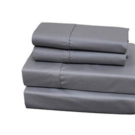 Solid Grey Top Split King: Adjustable King Bed Size Sheets, 4PC Bed Sheet Set, 100% Cotton, 650 Thread Count, Sateen, Deep Pocket