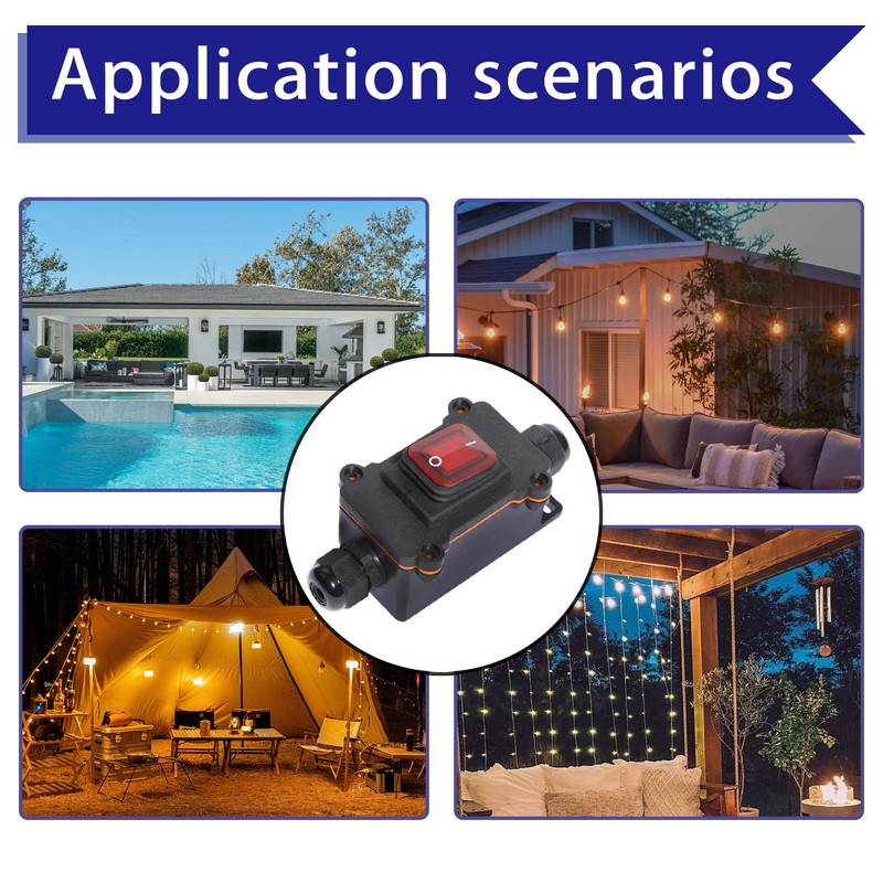 Shengbowi Waterproof Box Inline Cord Switch IP65 DPST Rocker Switch