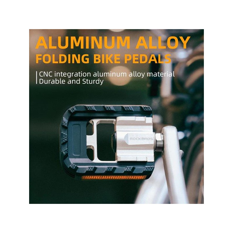 ROCKBROS Aluminum Alloy Foldable Bike Pedals 9/16 with Lightweight Reflective