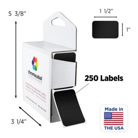 ChromaLabel 1 x 1.50 Inch Permanent Color Code Rectangle Labels, 250 Labels per Dispenser Box, Black