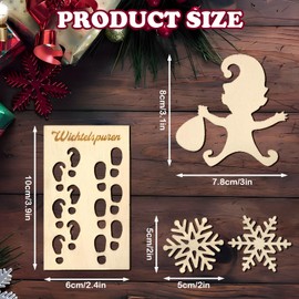 4 x Gnome Stencil, Christmas Gnome Footprints Stencil Wood, Miniature Christmas Decoration Footprints, Snowflake Gnome Accessories, Gnome Accessories for Floors, Glass Door