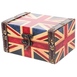 GOOHOCHY Vintage Flag Wooden Box Union Jack Flag Americana Decorations US Flag Tablescape Decor Queen Party Favor Jewelry Boxes Retro Wood Crafts Household Zinc Alloy