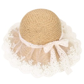Baby Toddler Straw Hat Girls Summer Sun Hat with Chin Strap Travel Beach Cap Sun Protection Foldable Outdoor Holiday Straw Sun Cap Hat Girls Age 2 3 4 Years (UK, Age, 2 Years, 4 Years, Beige)