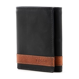 Fossil Men's Quinn Leather Trifold Wallet 8.5cm L x 2cm W x 10cm H, black