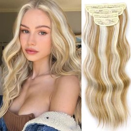 Clip-In Extensions 50 cm 4-Piece Set 200 g Like Real Hair Extensions Hairpieces Clip in Extension Long Curls Synthetic Hairpieces for Women (P86/613)
