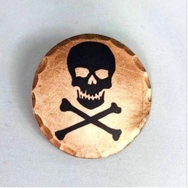 Skull and Crossbones Forged Copper Golf Ball Marker by Sunfish