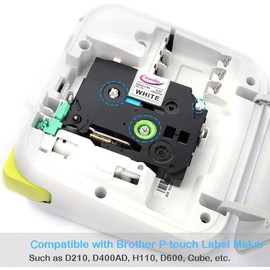 6-Color Ptouch Tape 12mm 0.47 Inch Laminated Replacement for Brother TZe TZ Tape Label Maker Refill Black on White/Clear/Red/Blue/Yellow/Green for Brother P touch PT-D210 H110 D600 1280 1800 1880 1900