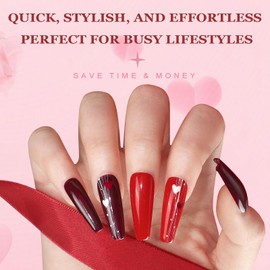 AddFavor Coffin Press on Nails Long, 576pcs Coffin Fake Nails Full Cover Long Glossy Ballerina Nails Press on Acrylic False Nail Tips for Women 24 Colors