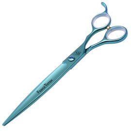 Fenice Totem Dog Grooming Scissors: Blueish Green 7.5 inch Pet Straight Shears Made Of Japanese 440C Advanced Stainless Steel Professional Grooming Scissors for Dogs Cats and Other Pets