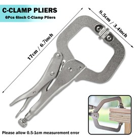 6 Pcs C Clamp with Swivel Pads, 6 Inch Heavy Duty Locking Pliers for Woodworking, Welding, Pocket Hole Joinery, Cabinetry, Repair, and DIY Projects, Adjustable Clamp for Home and Workshop Use