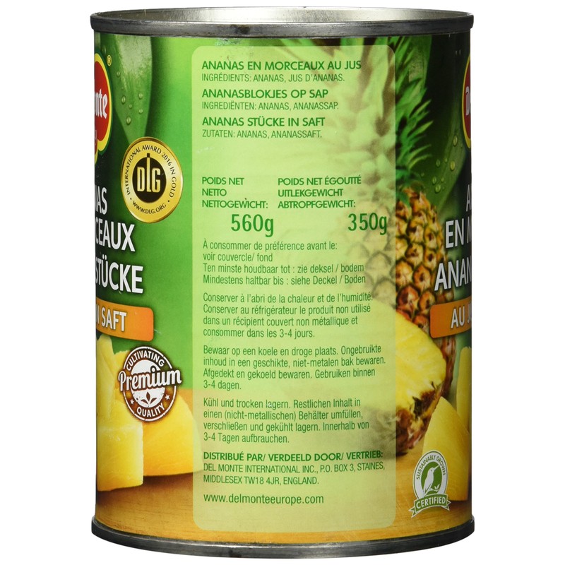 Del Monte Pineapple Pieces in Juice, Pack of 1 (1