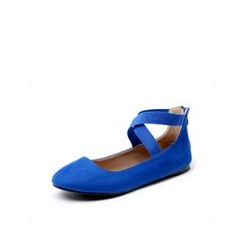 DREAM PAIRS Women's Comfortable Fashion Elastic Ankle Straps Flats Shoes,Size 7.5,Royal/Blue,Sole_Stretchy