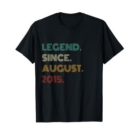 10 Years Old Legend Since August 2015 10th Birthday T-Shirt