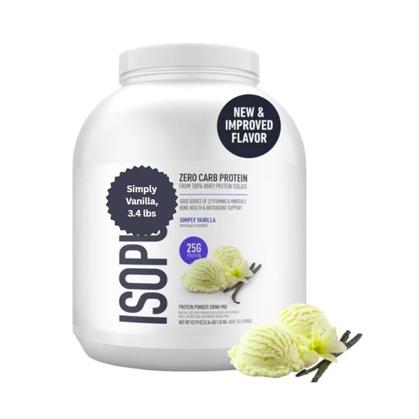 Isopores Zero Carb Whey Protein Powder, Simply Vanilla, 3.4lbs, Pack