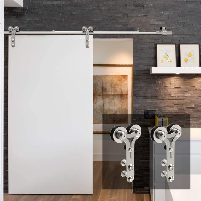 CCJH 4FT Barn Door Hardware Sliding Track Kit Stainless Steel