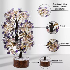 Amazing Gemstones Rose Quartz Amethyst Clear Quartz Tree - 200 Beads