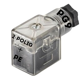 Kalitec Pack of 3 Valve Connectors Type B Transparent 3-Pin 24 V with Wiring I PG9 I LED + Varistor I Contact Surface 28 x 21.5 mm² I Contact Separation 11 mm I IP 65 I Valve Connector 2-Pin + PE