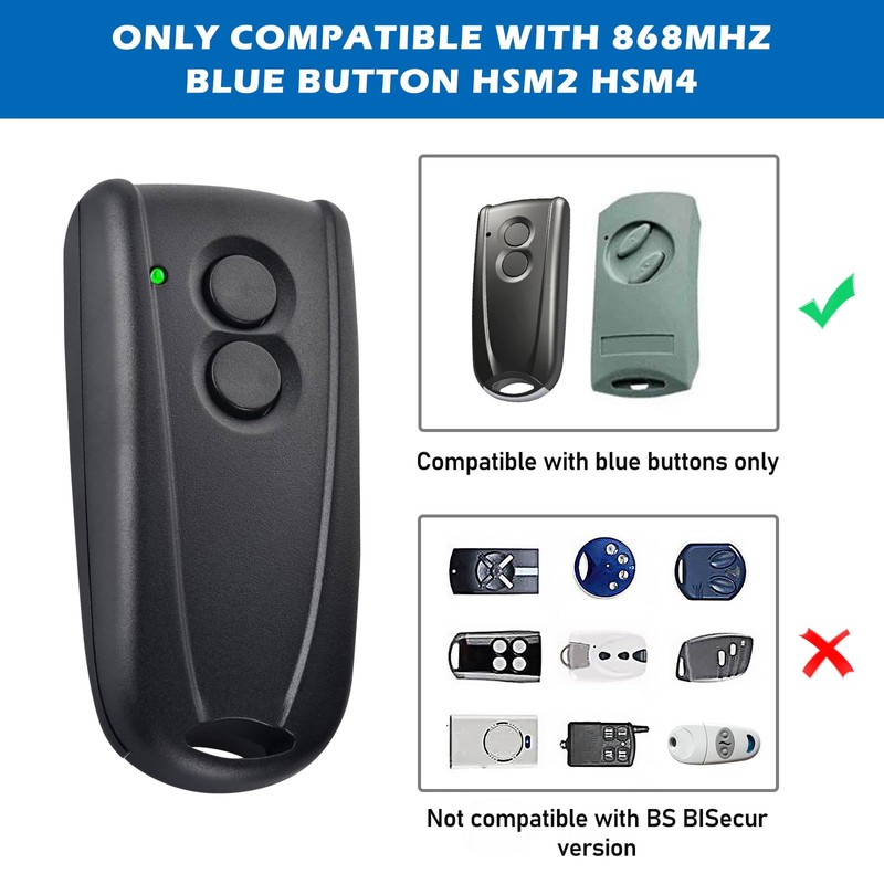 2 x 433.92 MHz Garage Door Opener, Garage Door Remote