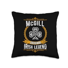 McGill Irish Legend Vintage Shamrock Family Name Throw Pillow