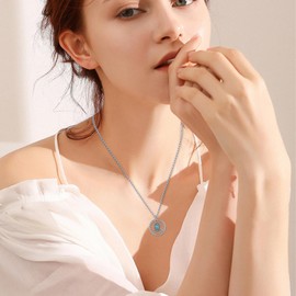 OHAYOO Turquoise Chain Women's Silver 925 Adjustable Pendant Necklace Jewellery for Women, Sterling Silver